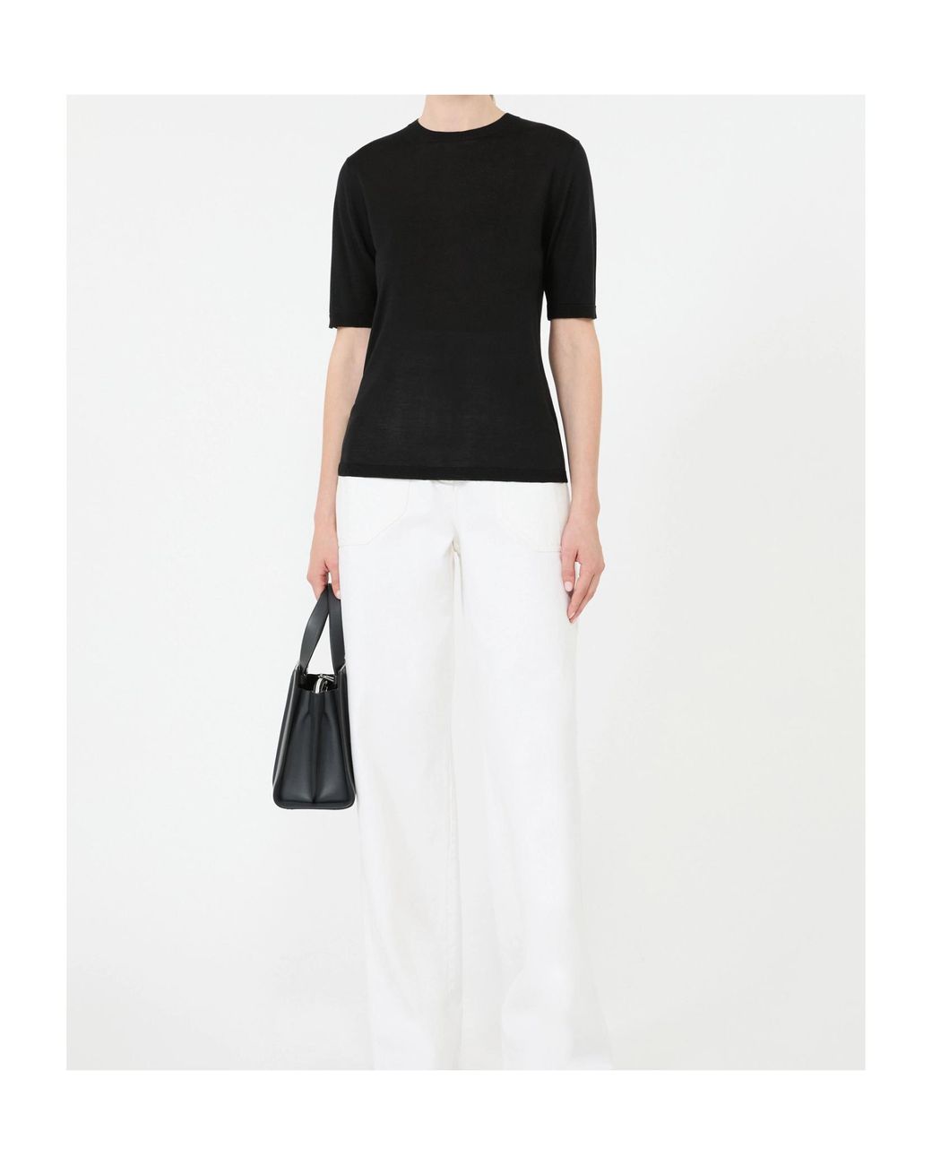 Max Mara Gray Short-Sleeved Knitted Top