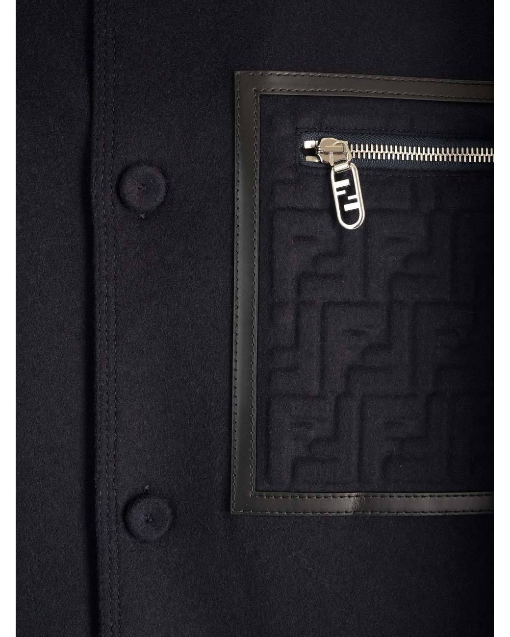 Fendi Blue Logo Embossed Go-To Jacket for men