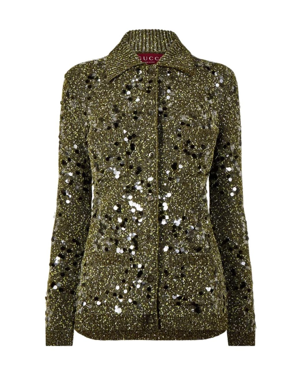 Gucci Green Sequin Knit Cardigan