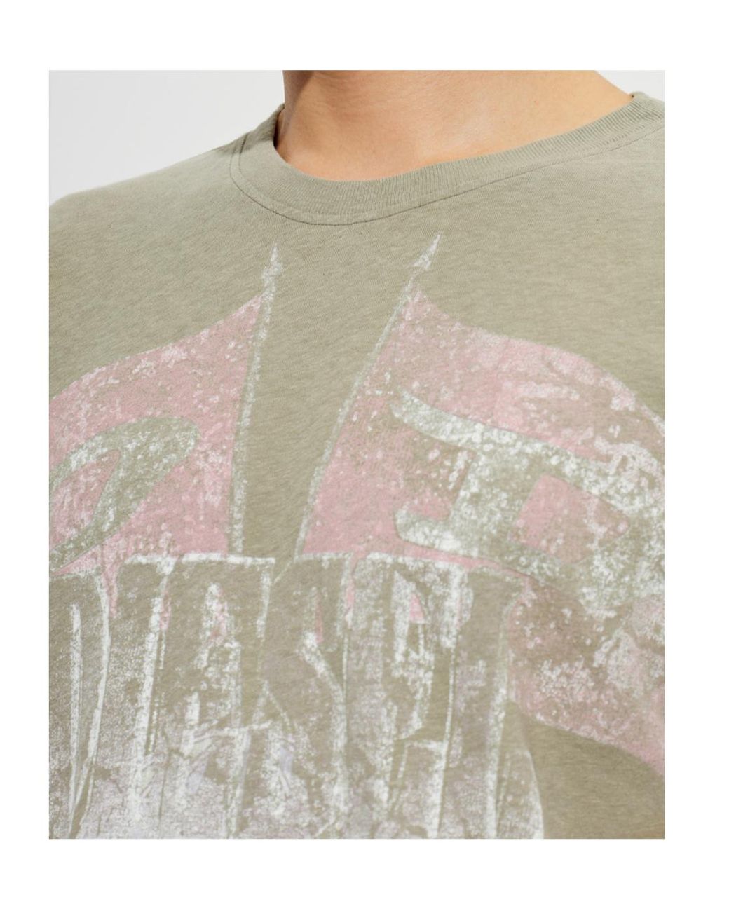 DIESEL Gray Crew-Neck T-Shirt for men