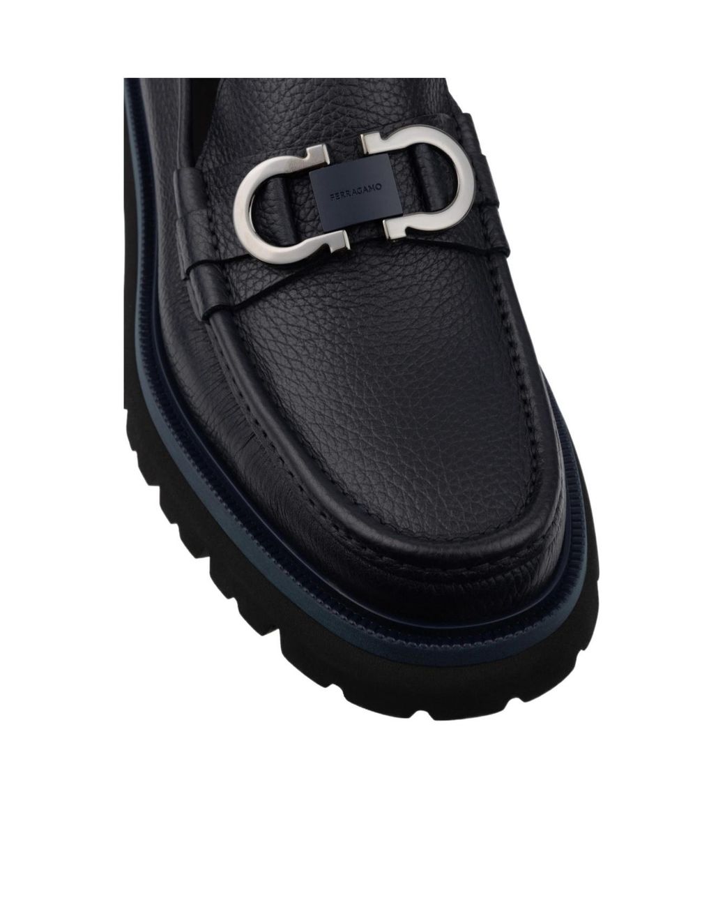 Ferragamo Black Gancini Ornament Loafer for men