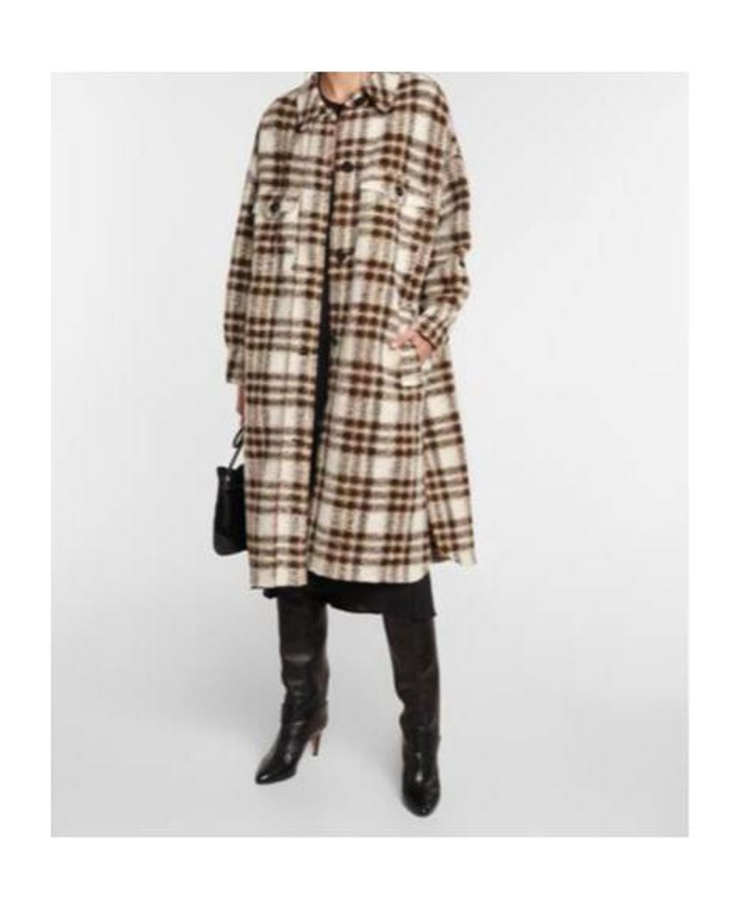 Isabel Marant Natural Fontizi Checked Wool-Blend Coat