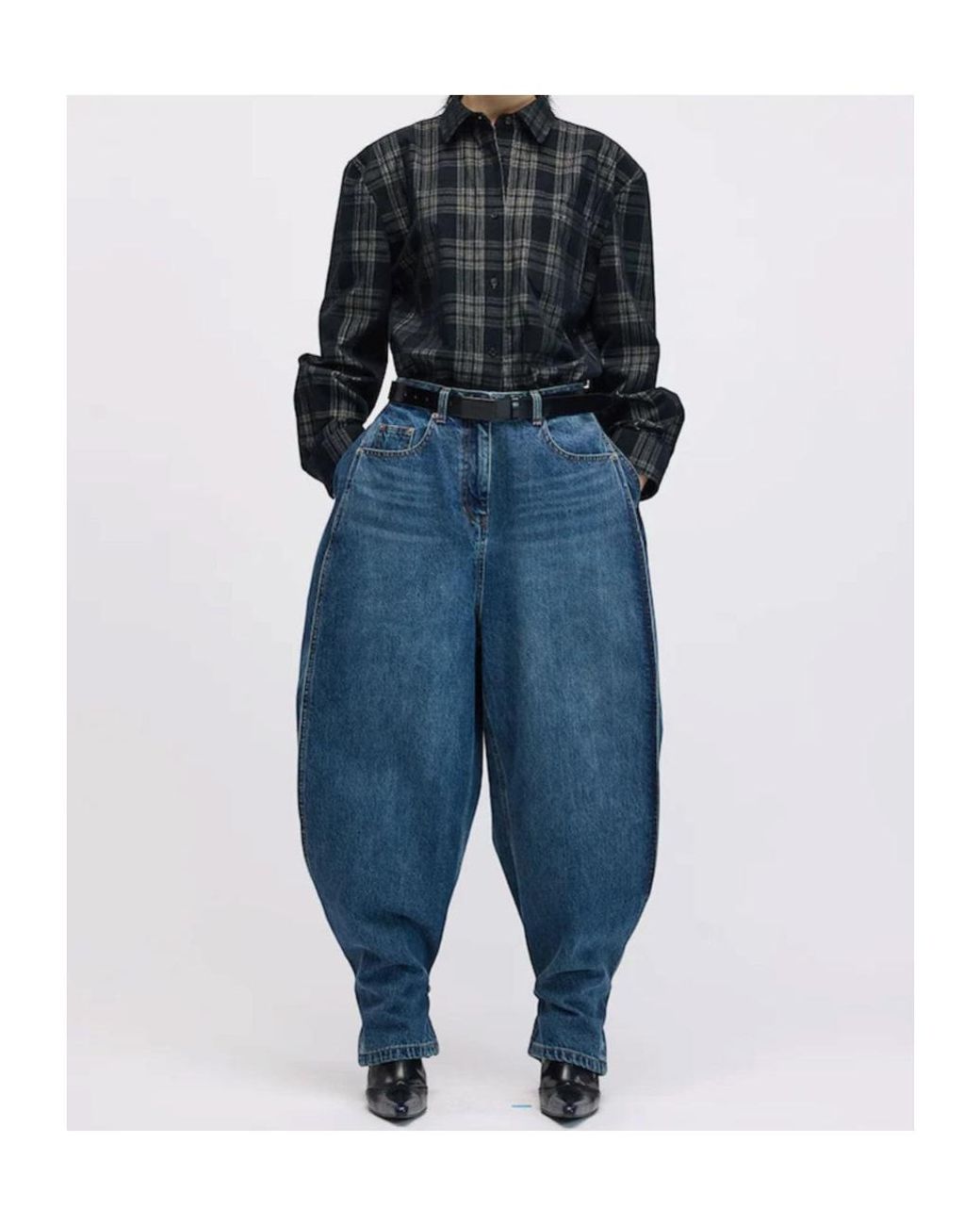 Juun.J Blue High-Waisted Wide-Leg Trousers