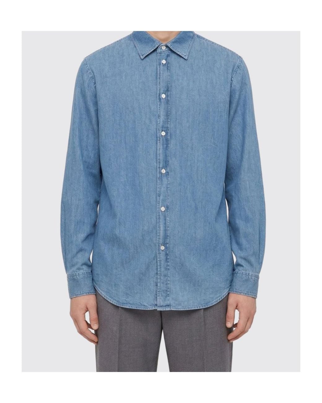 Jil Sander Blue Treated Denim Shirt for men
