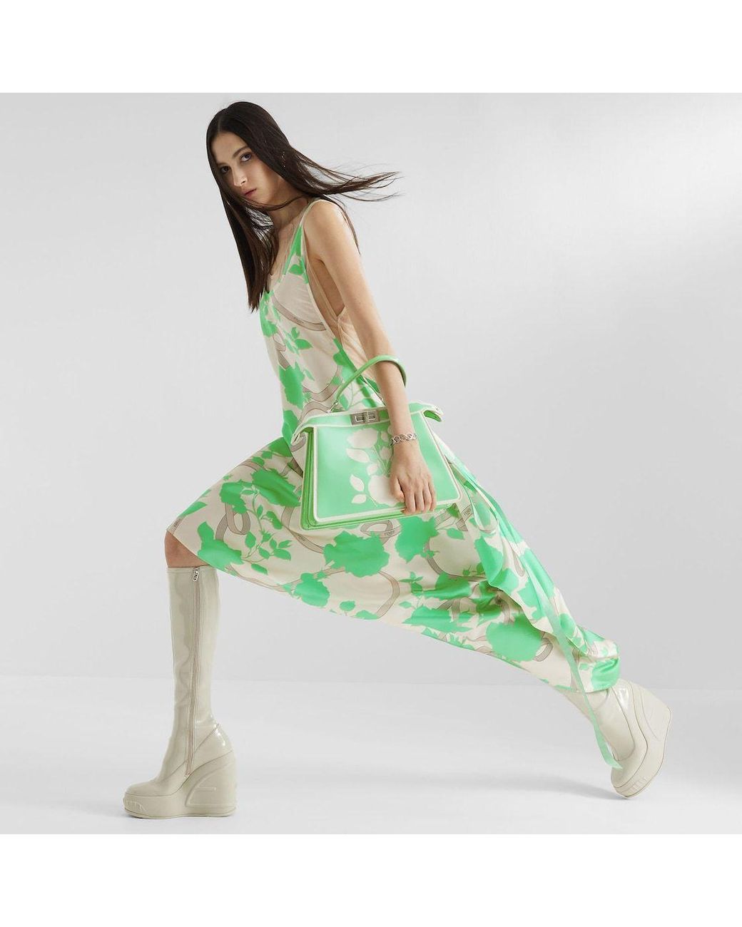 Fendi Green Flowing Sleeveless Midi Dress