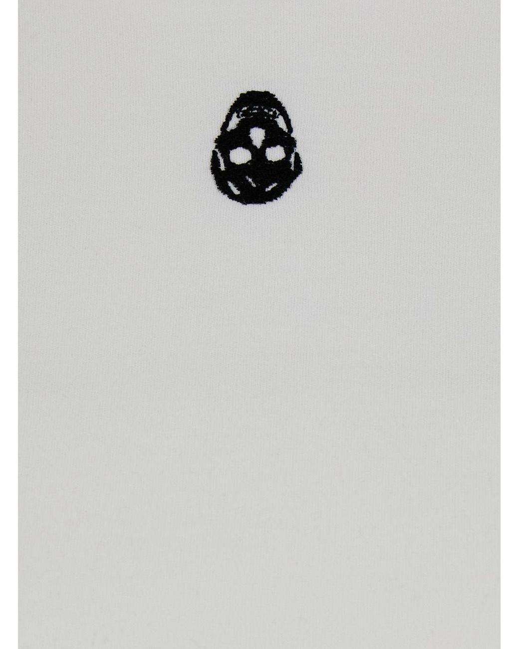McQueen White Embroidered Skull T-Shirt
