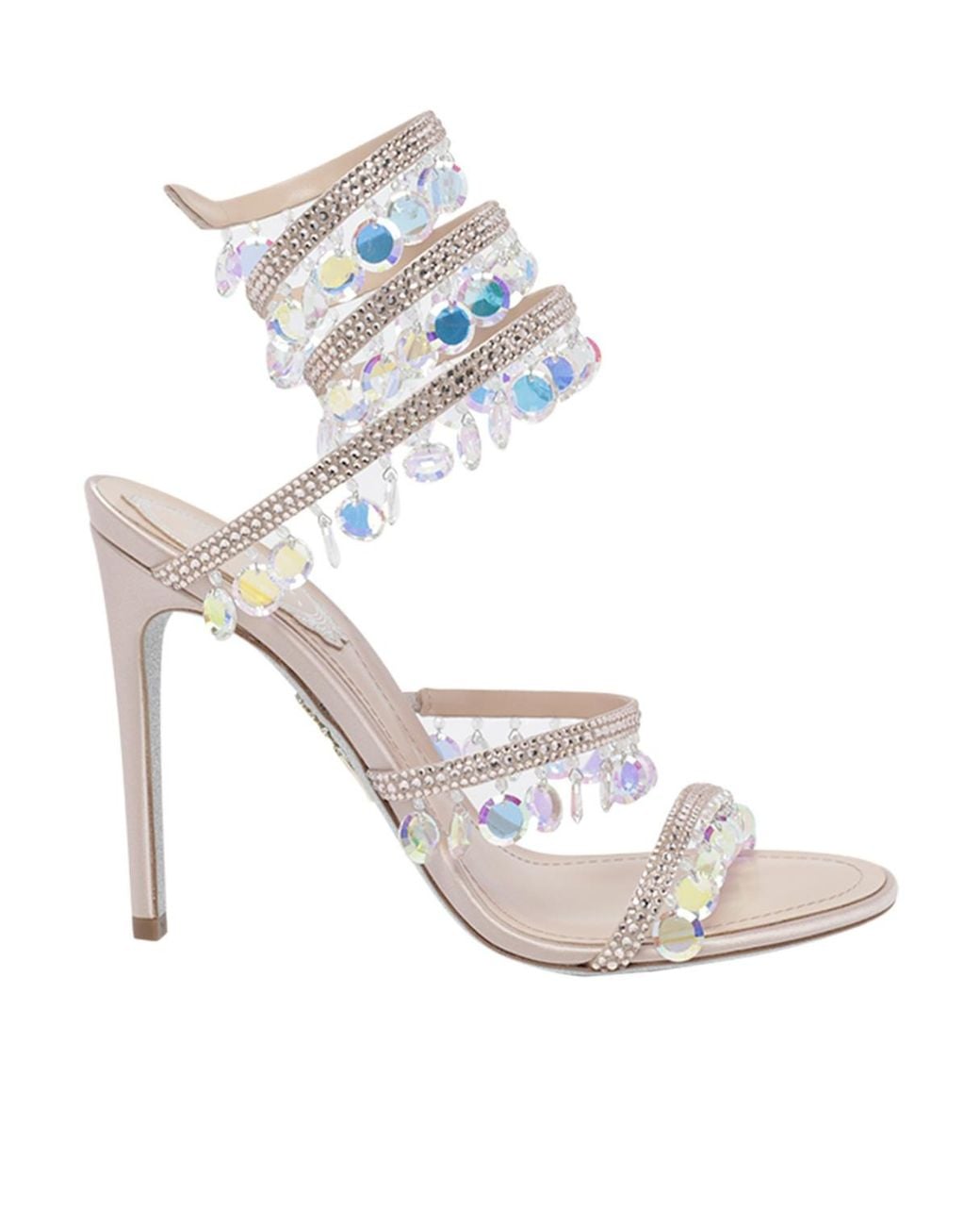 Rene Caovilla White Tassel Rhinestone High Heels