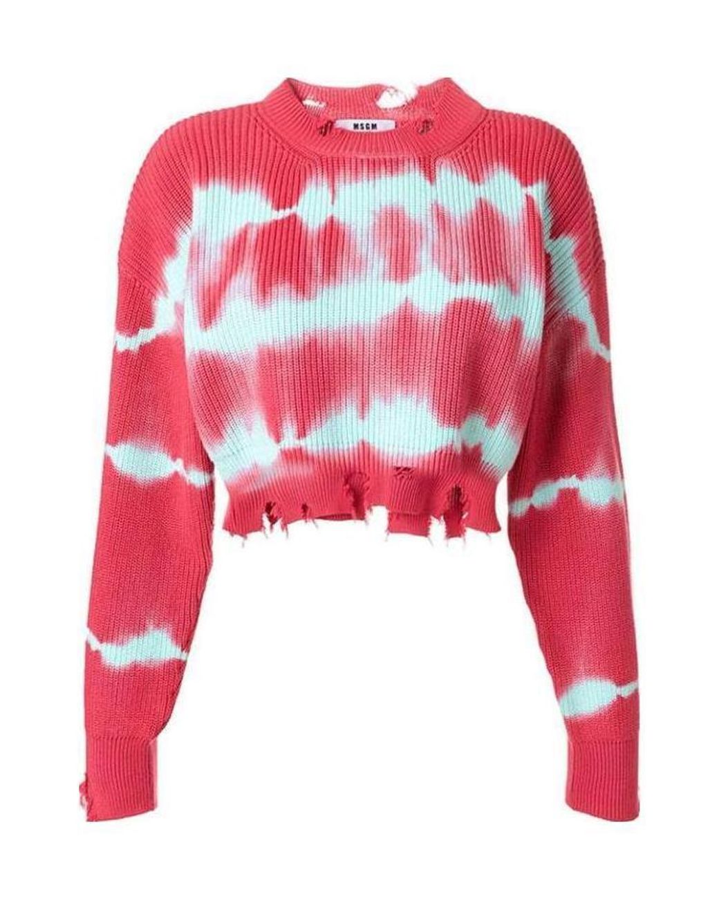 MSGM Red Imitation Old Knitted Pullover