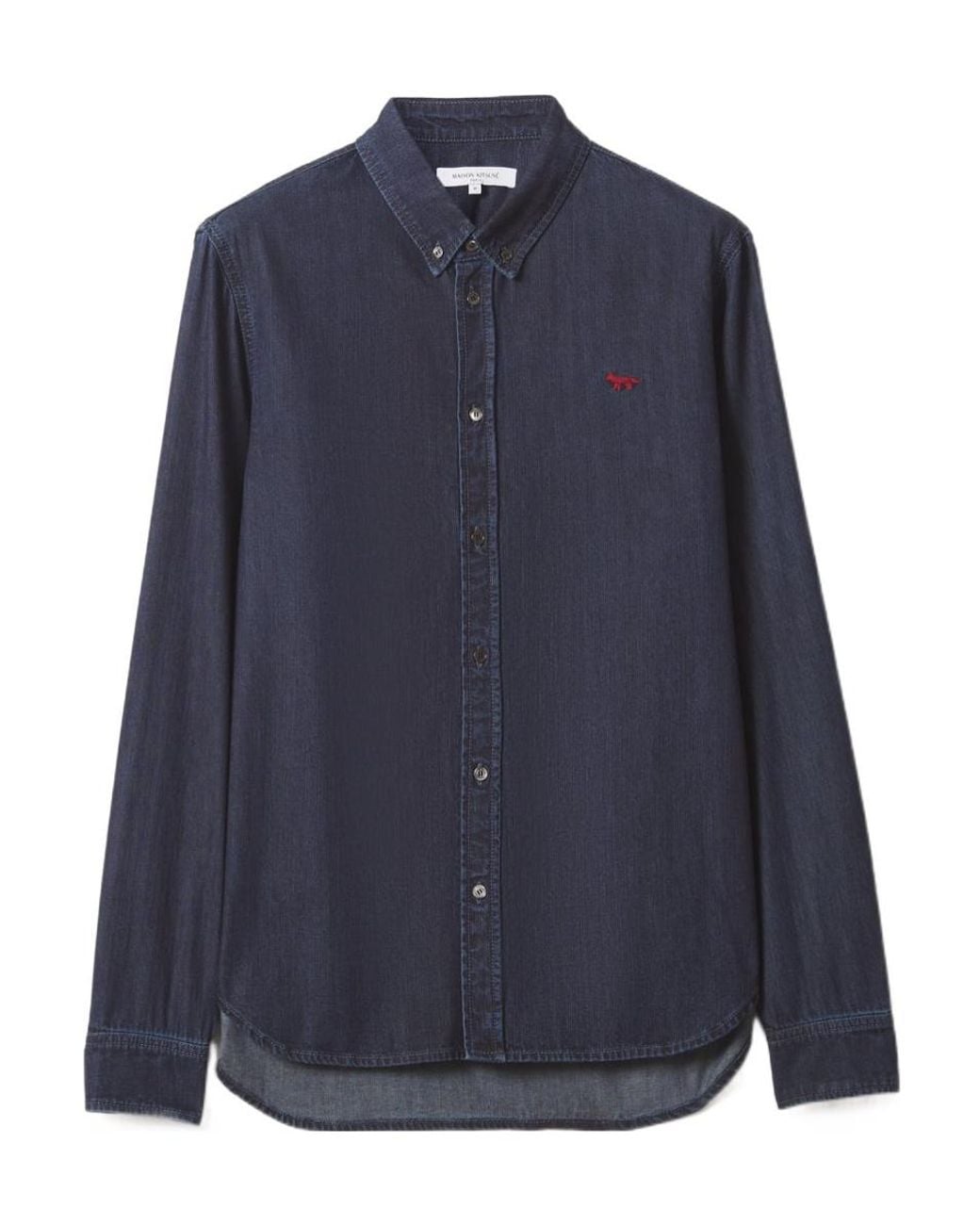 Maison Kitsuné Blue Profile Fox Denim Casual Shirt for men