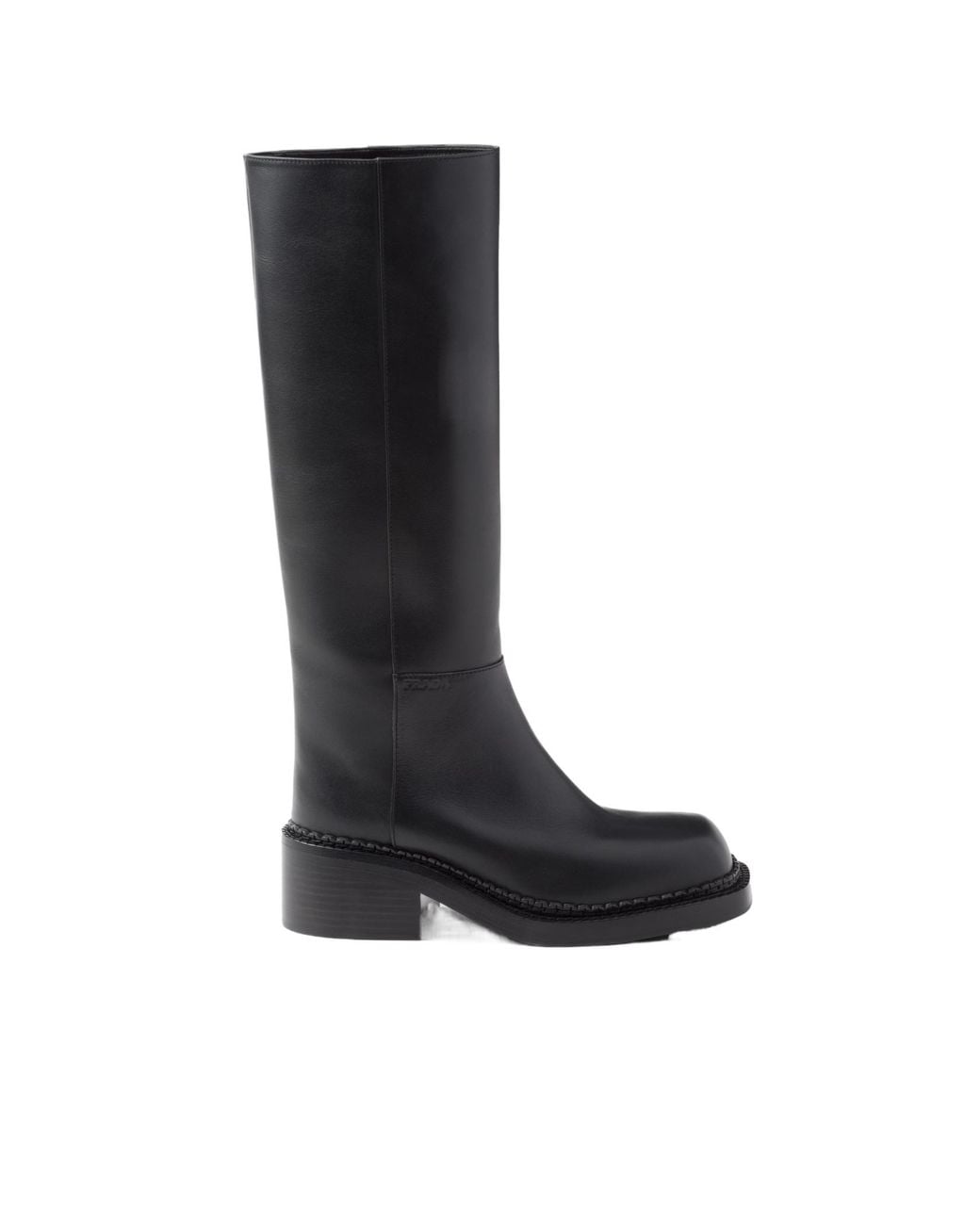 Prada Black Square-Toe Knee-High Boots