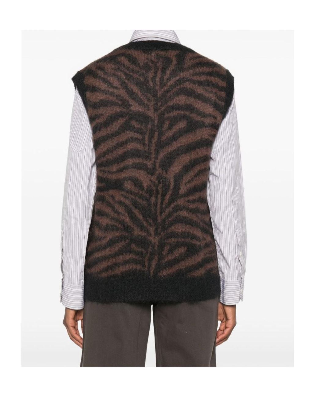 P.A.R.O.S.H. Black Zebra-Pattern Knitted Vest