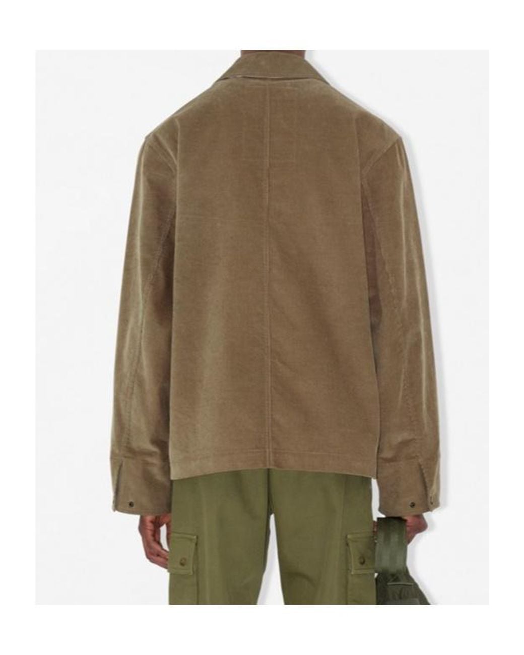 Burberry Green Logo Embroidered Corduroy Shirt Jacket for men