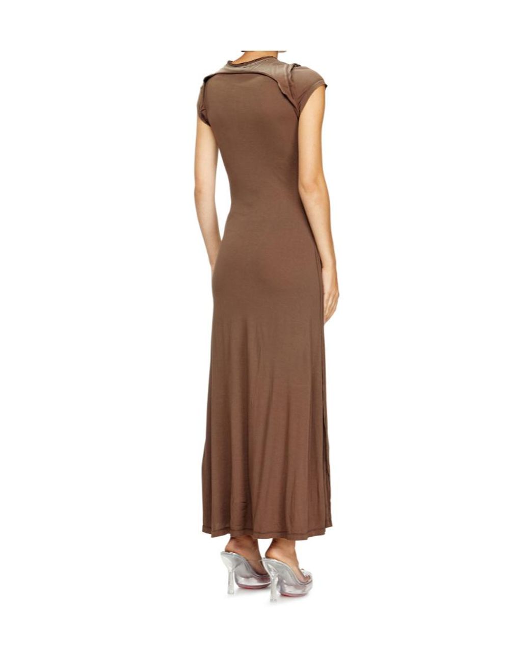 DIESEL Brown D-Jary Henry Neck Short Sleeved Dress