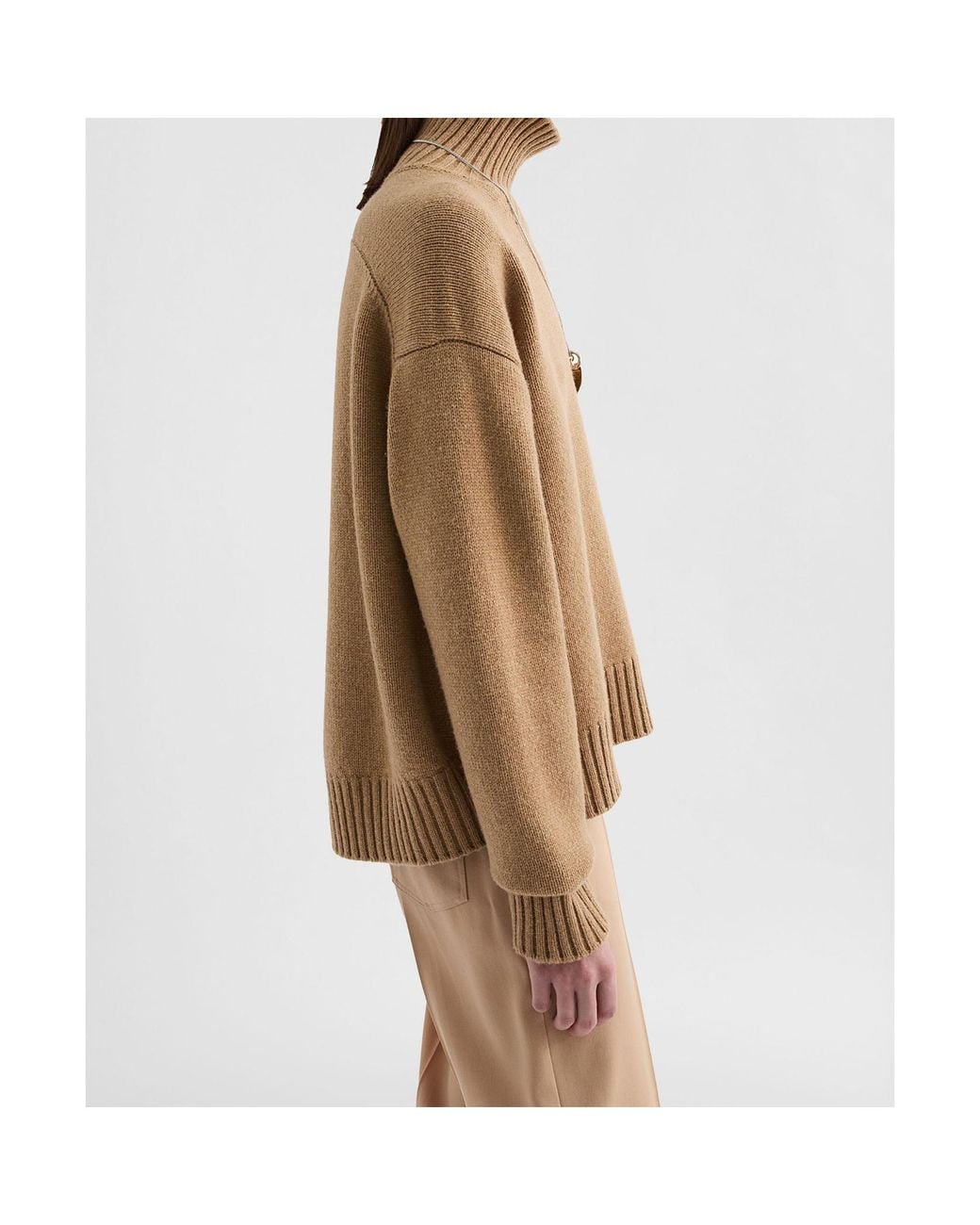Jil Sander Natural Cashmere Blend High-Neck Sweater