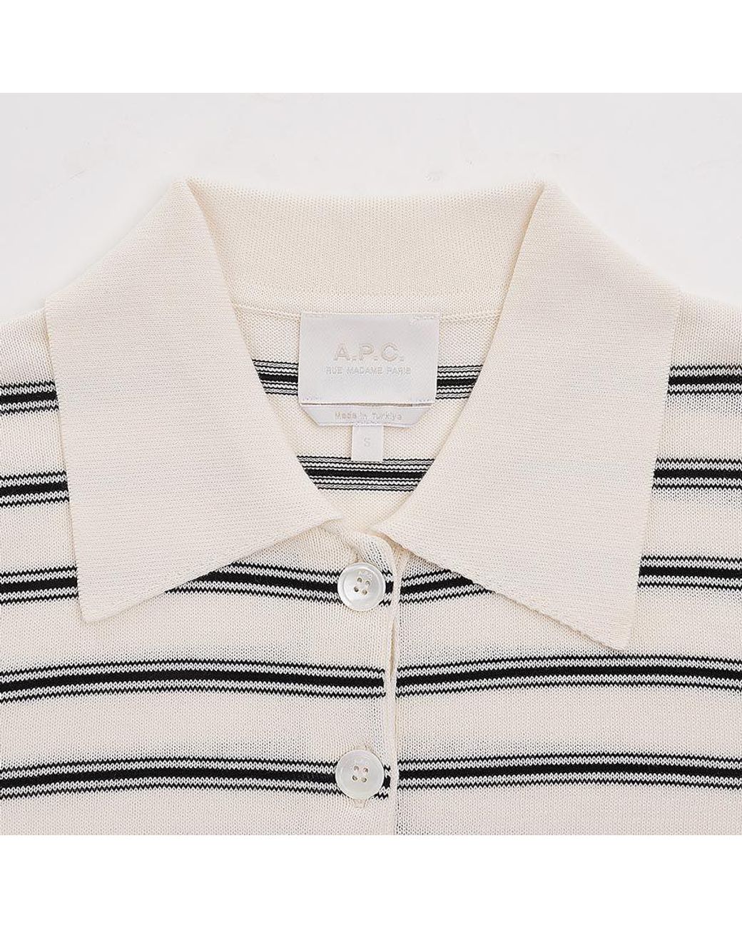 A.P.C. White Cardigan A Righe Ecru
