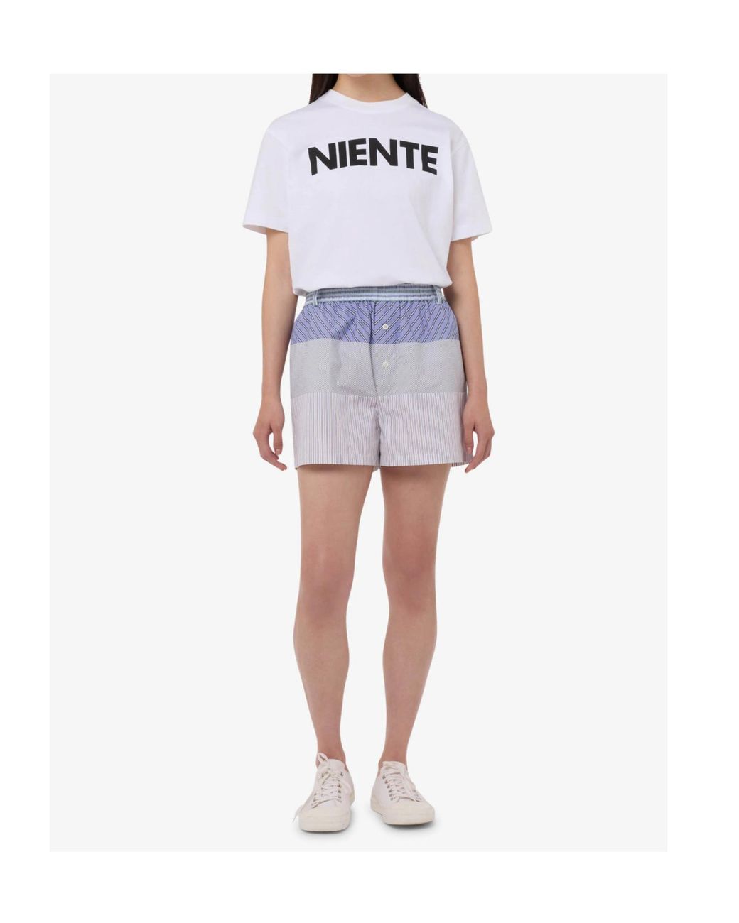 Moschino Purple Panelled Striped Shorts