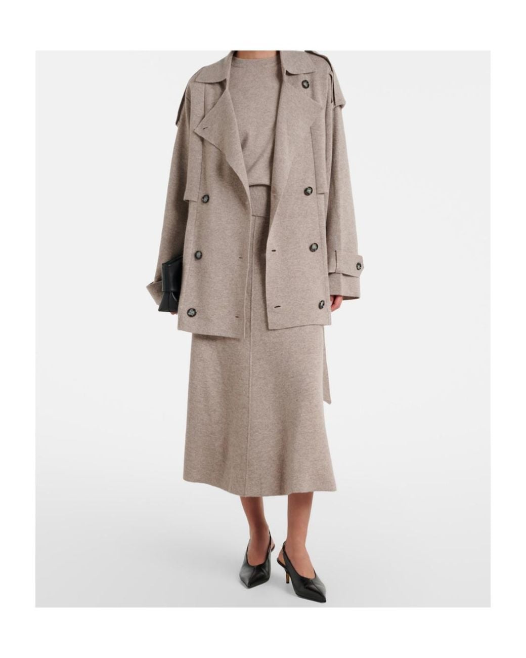 Jardin Des Orangers Brown Wool And Cashmere Midi Skirt