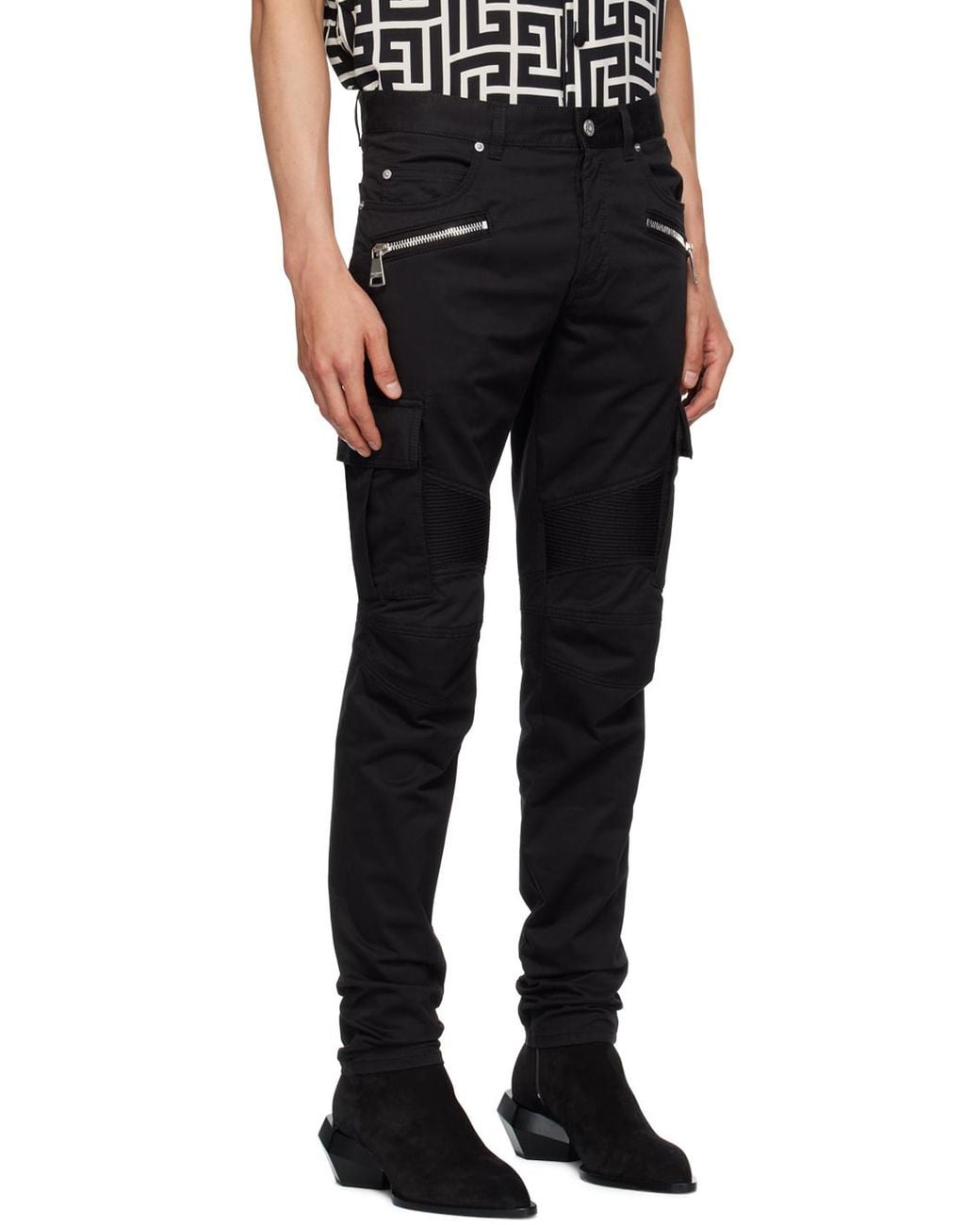 Balmain Black Zip Detailed Tapered-Leg Pants for men