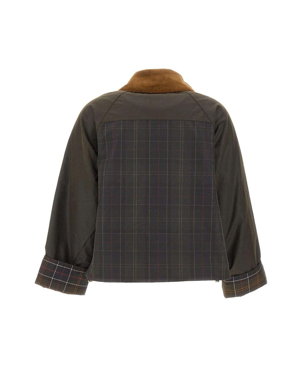 Barbour Brown Irene Check-Pattern Corduroy-Collar Jacket