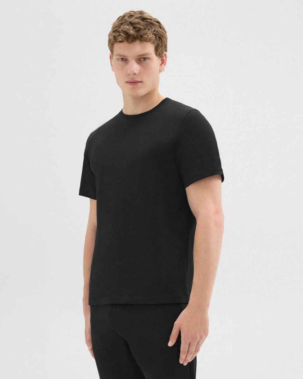 Theory Black Precise Short-Sleeved Crewneck T-Shirt for men