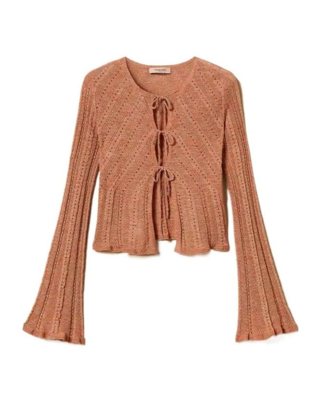 Twinset Brown Tie-Front Knitted Cardigan