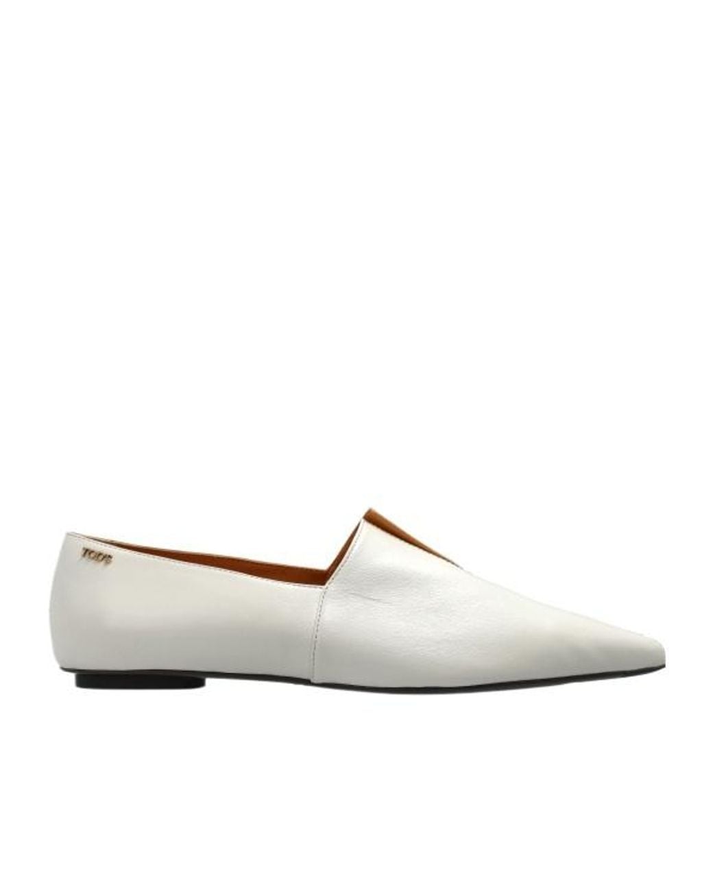 Tod's White Pointed Toe Ballet Flats