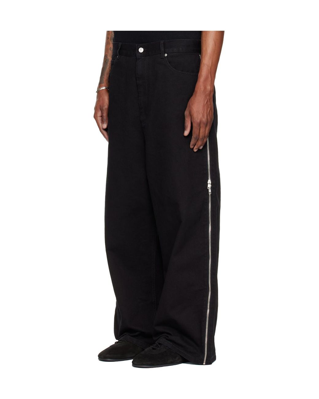 Lu'u Dan Black Side Zipper Jeans for men