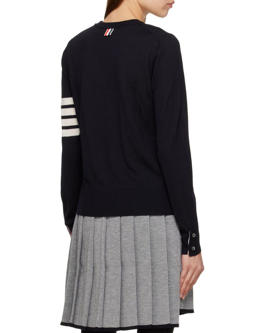 Thom Browne Blue 4-Bar Ribbed Crewneck Jumper