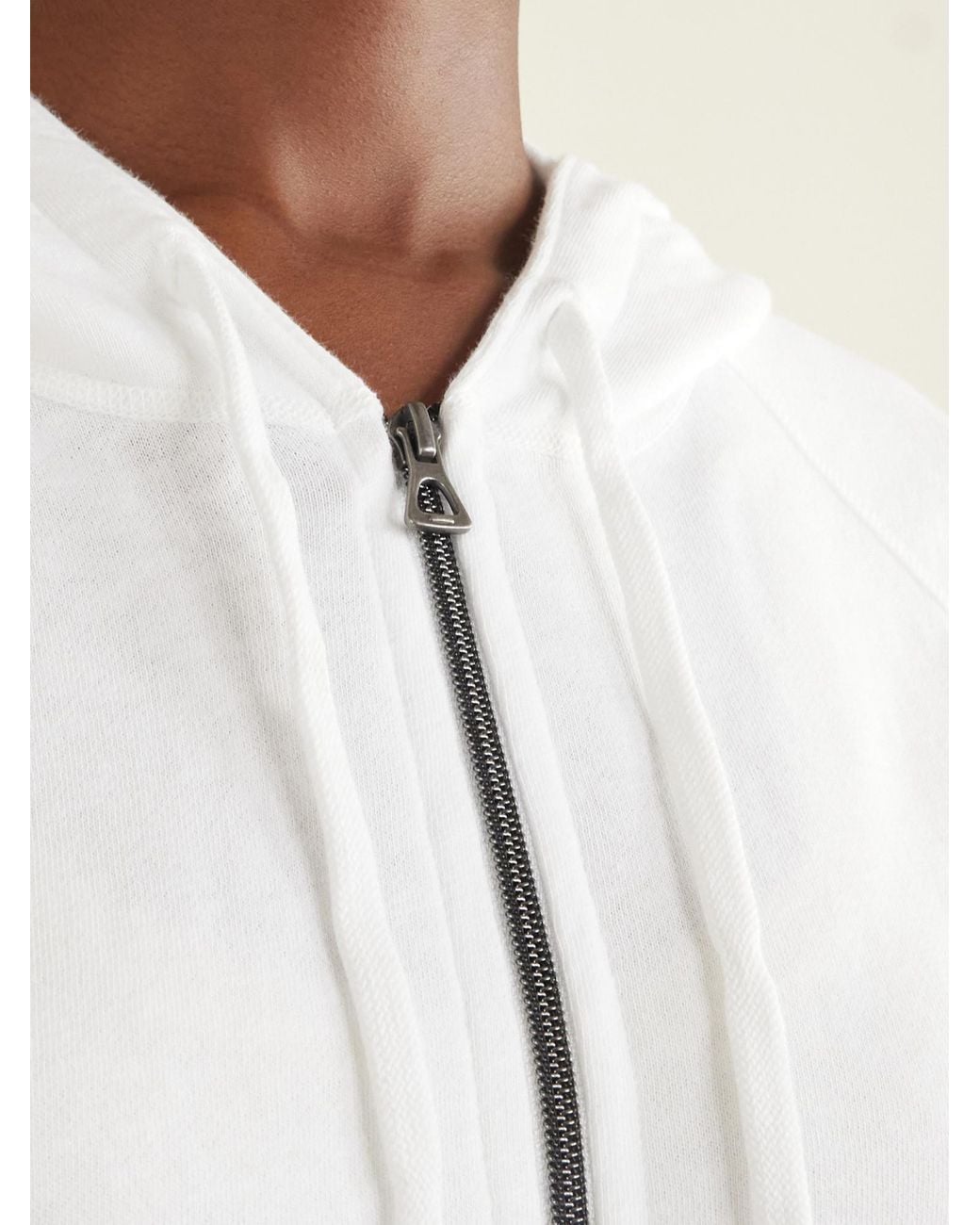 James Perse White French Cotton-Terry Hoodie