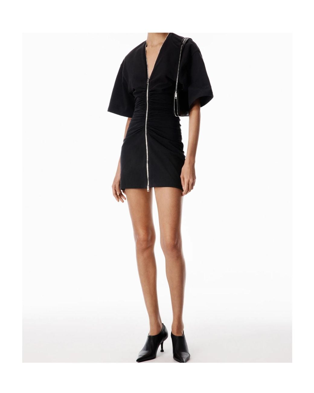 Alexander Wang Zip-Up Ruched Dress in Black | Lyst