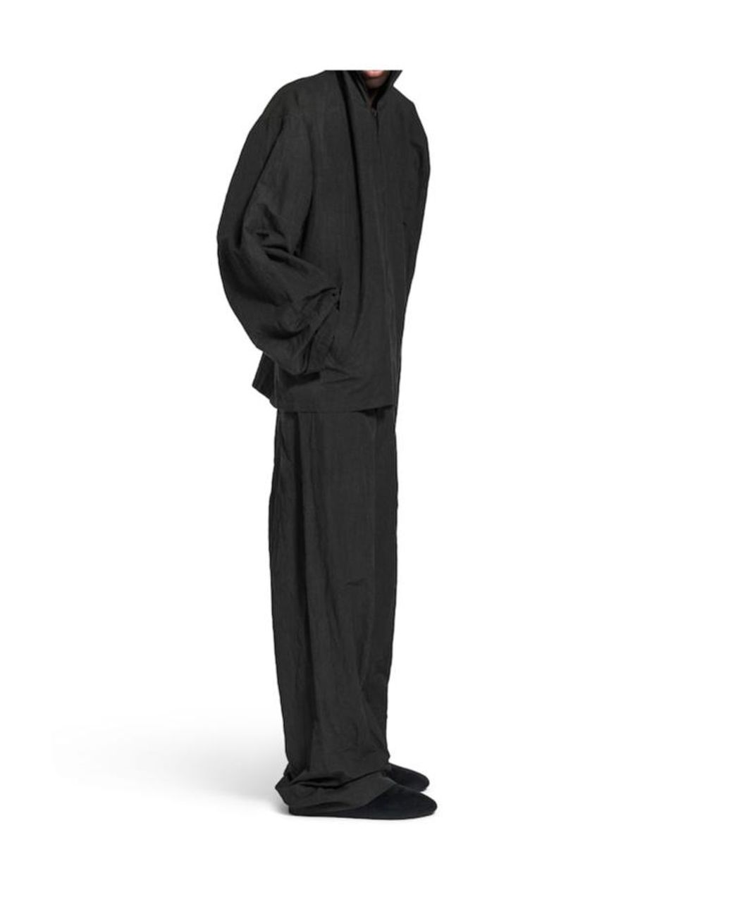 Balenciaga Black Logo Embroidered Zip-Up Hooded Jacket for men