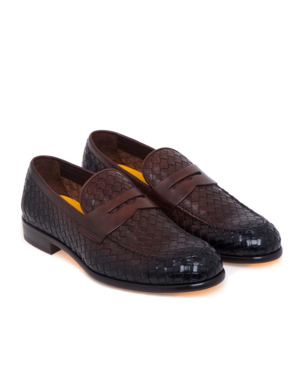 Doucal's Brown Round Toe Woven Loafers for men