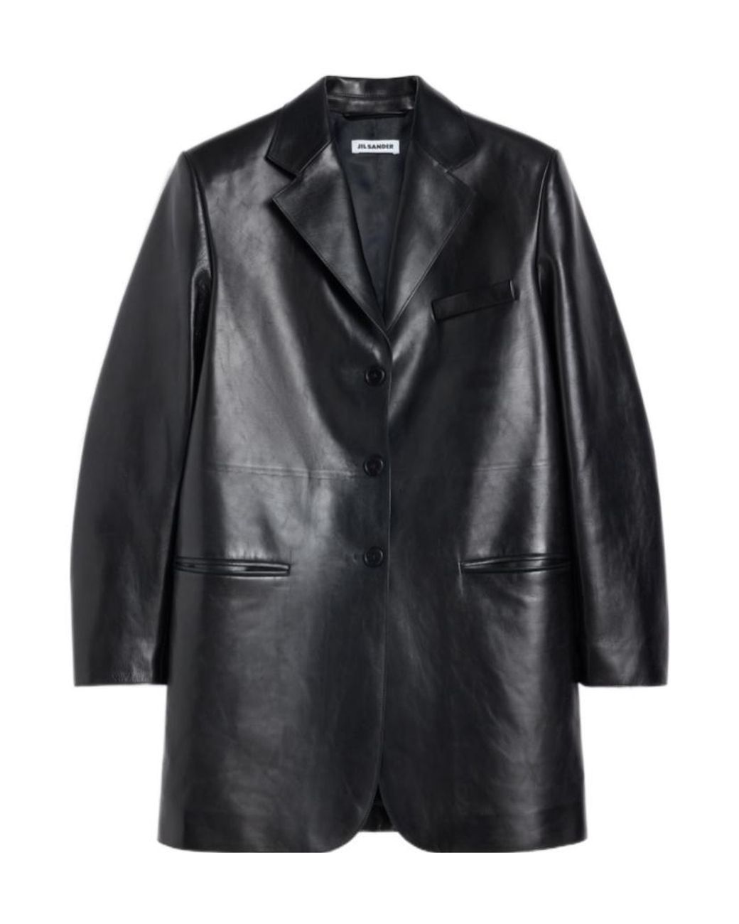Jil Sander Black Leather Tailored Jacket