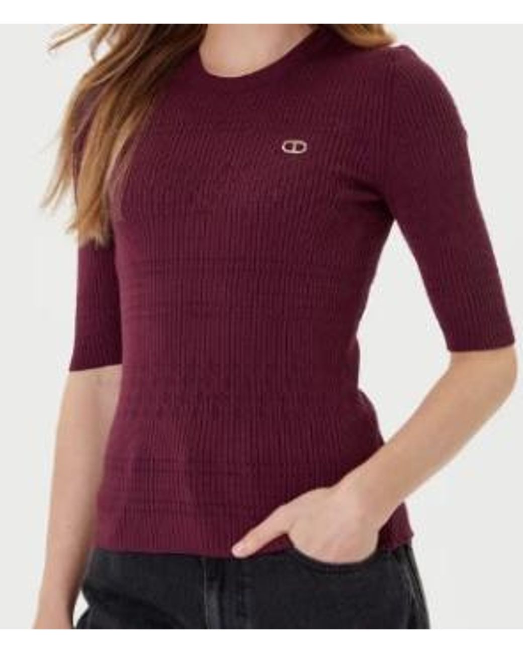 Twinset Purple Textured Knit Sweater