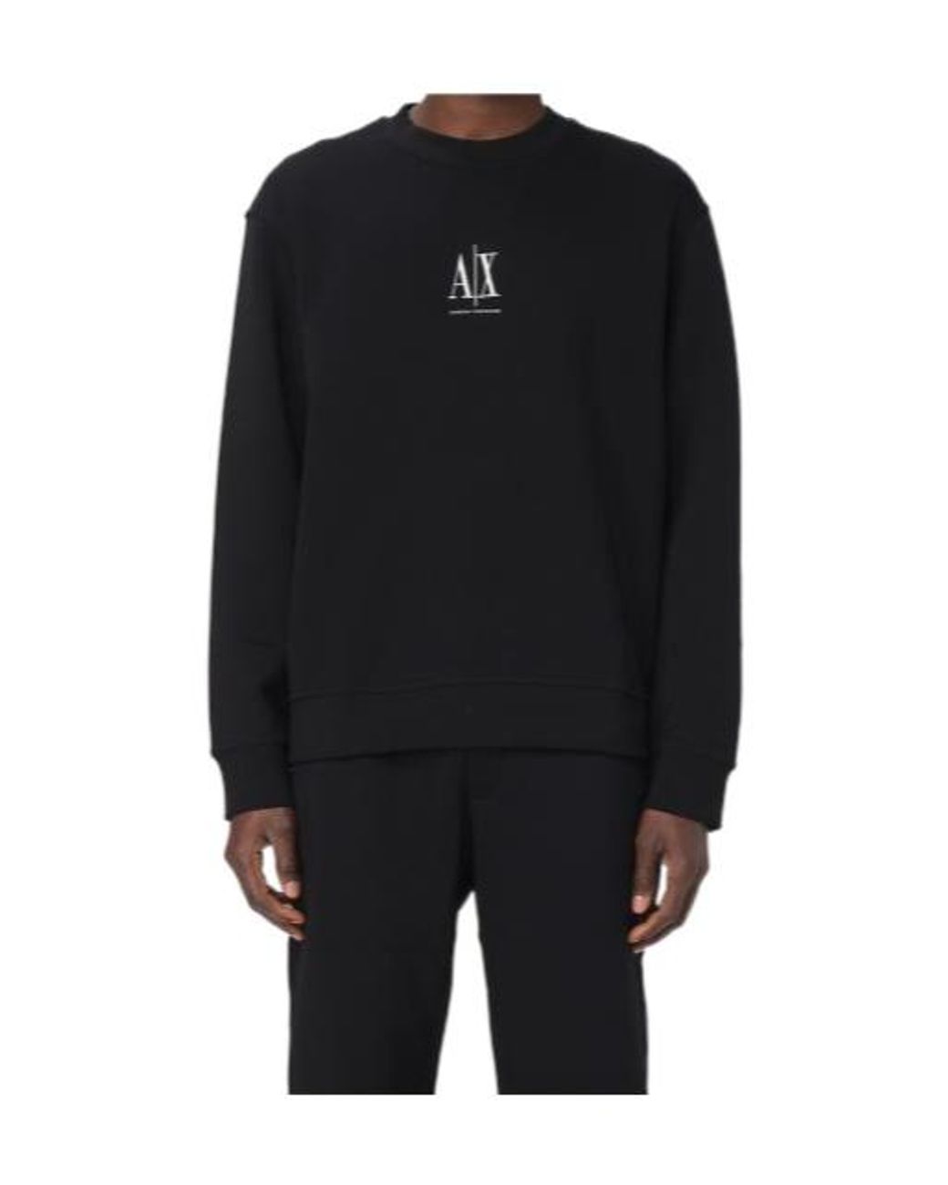 ARMANI EXCHANGE Black Logo-Embroidered Sweatshirt for men