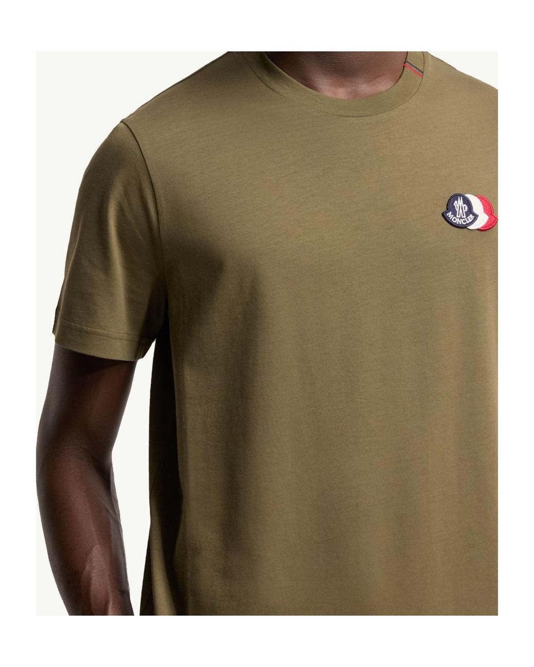Moncler Green Logo Patch Crewneck T-Shirt for men