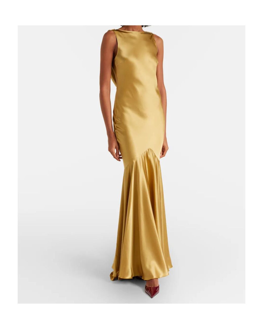 Nina Ricci Metallic Open-Back Gown