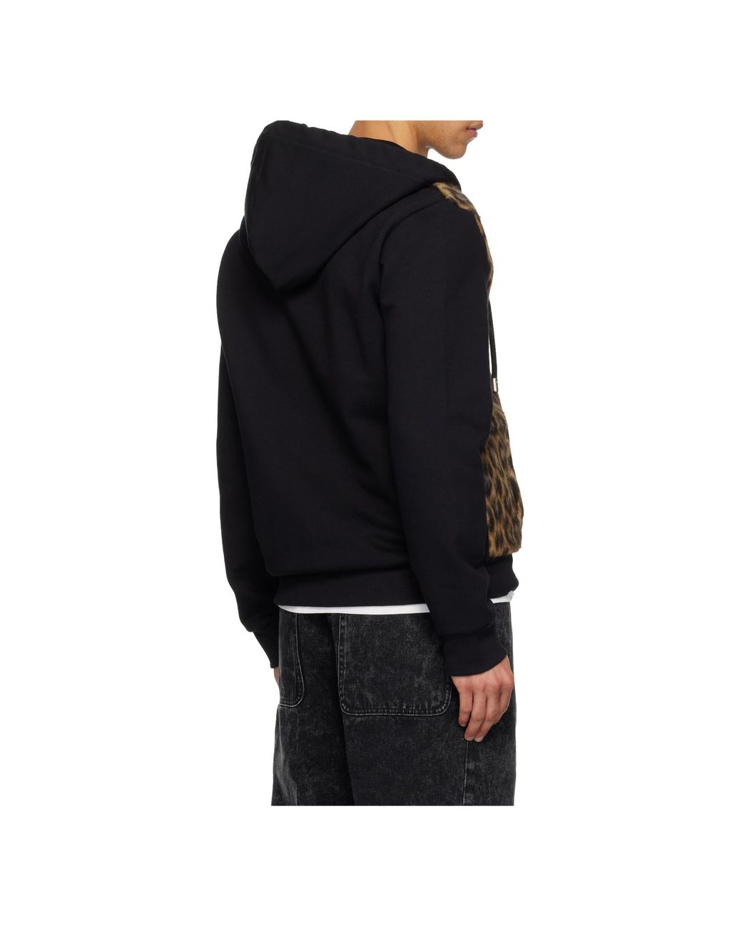 Lanvin Black Zipped Faux-Fur Hoodie for men