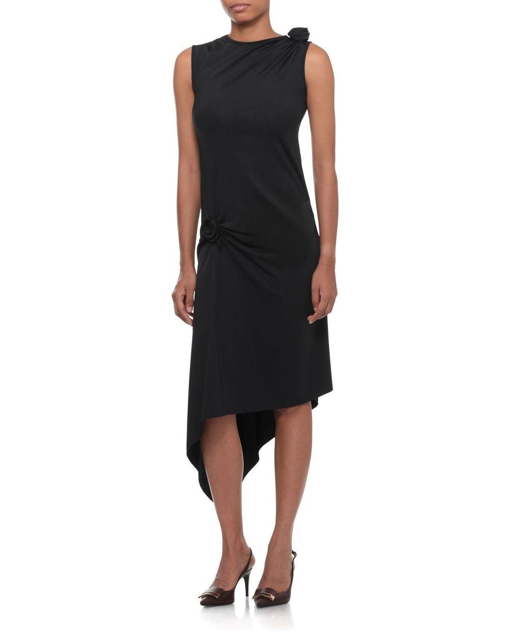 Coperni Blue Draped Rose Detail Dress