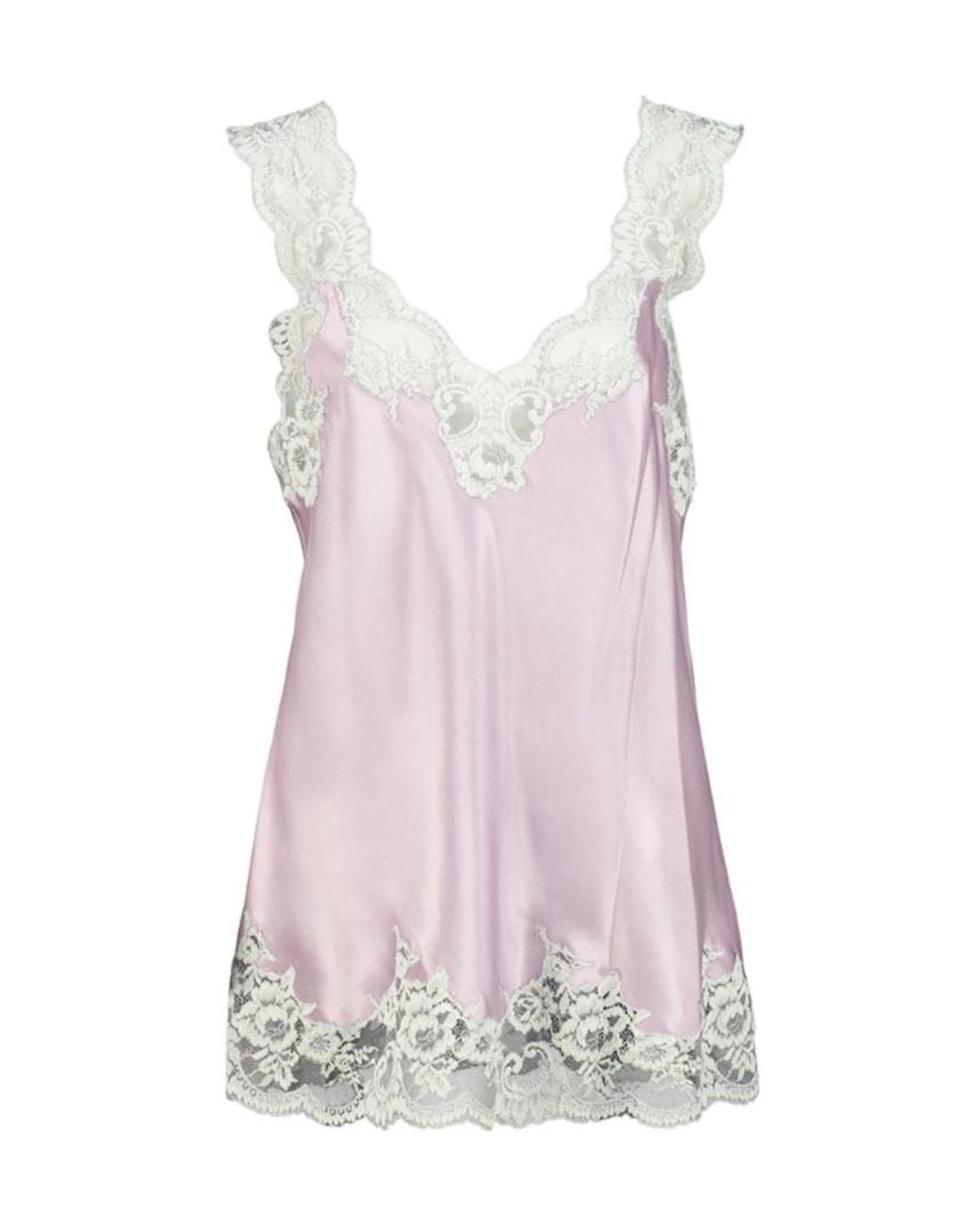 Rabanne Pink Lilac Silk Tank Top With Lace Detailing