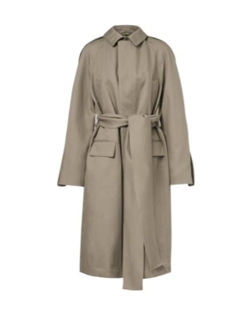 Victoria Beckham Natural Belted Cotton Gabardine Coat