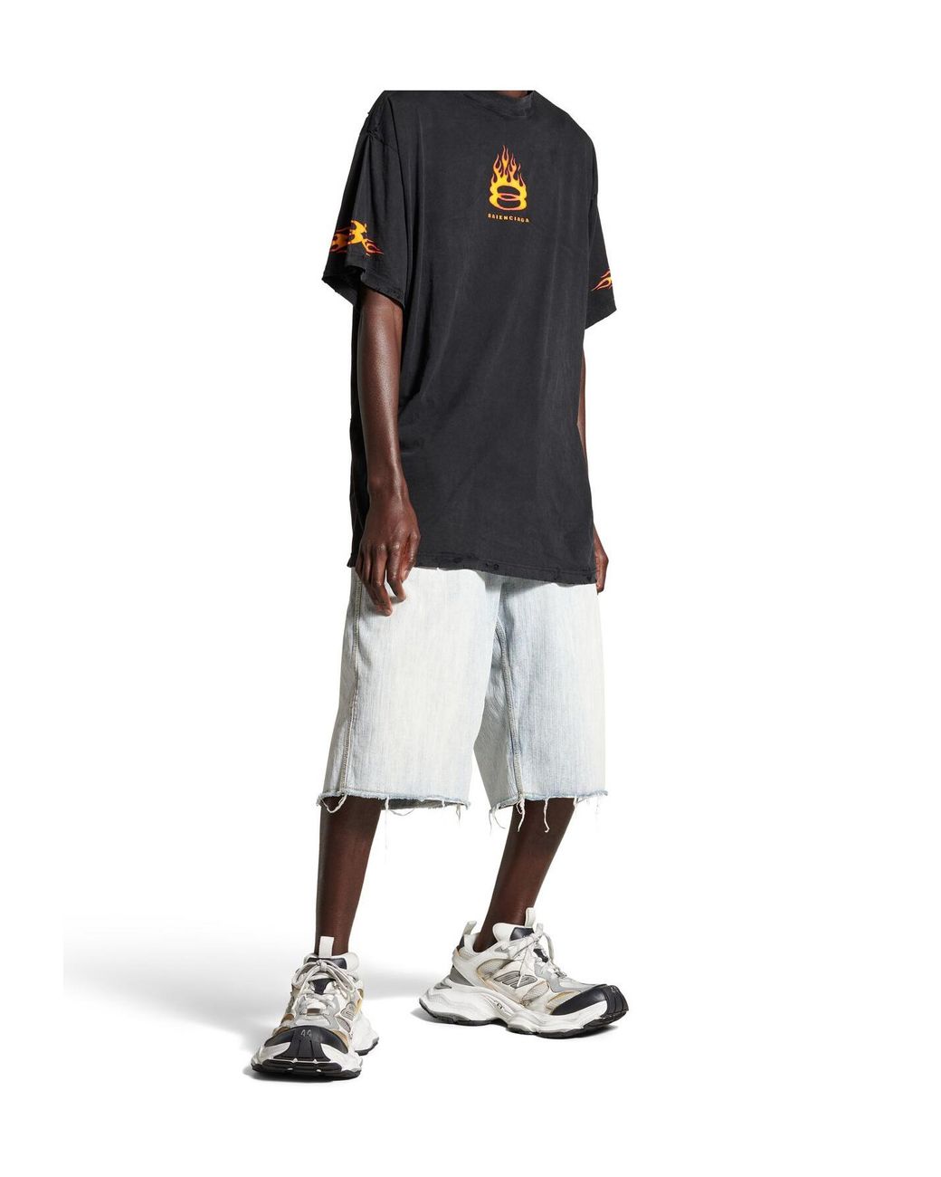 Balenciaga Black Flame Logo Oversized T-Shirt for men