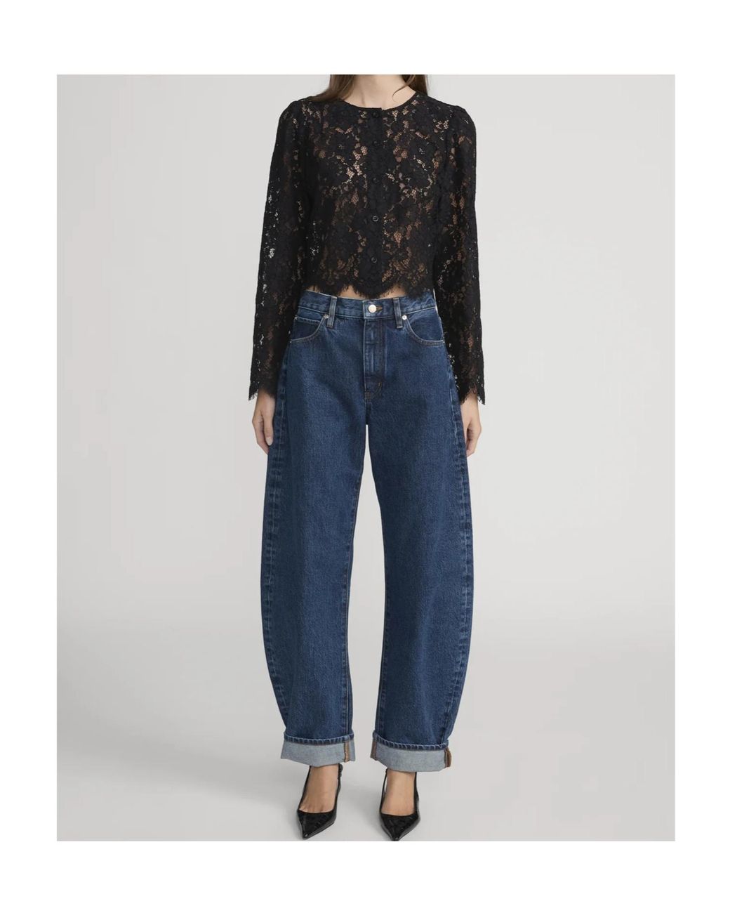 FRAME Blue High Waist Round Leg Jeans