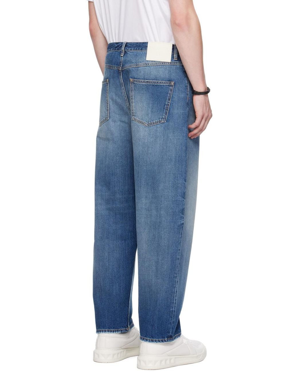 Valentino Blue Logo Patch Cropped Jeans for men