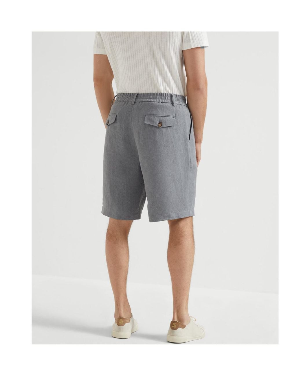 Brunello Cucinelli Gray Linen Shorts for men