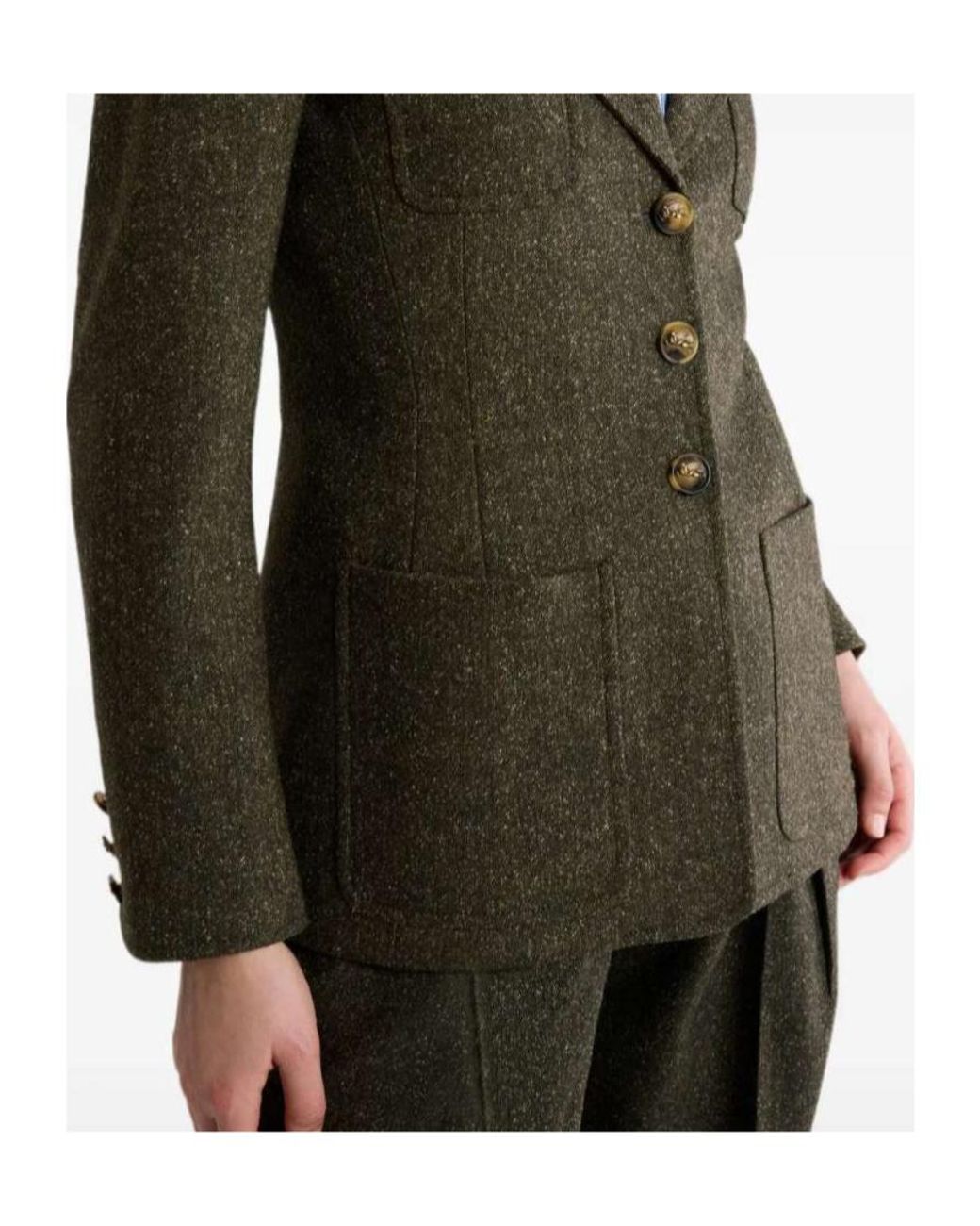 Etro Green Single-Breasted Wool-Blend Jacquard Jacket