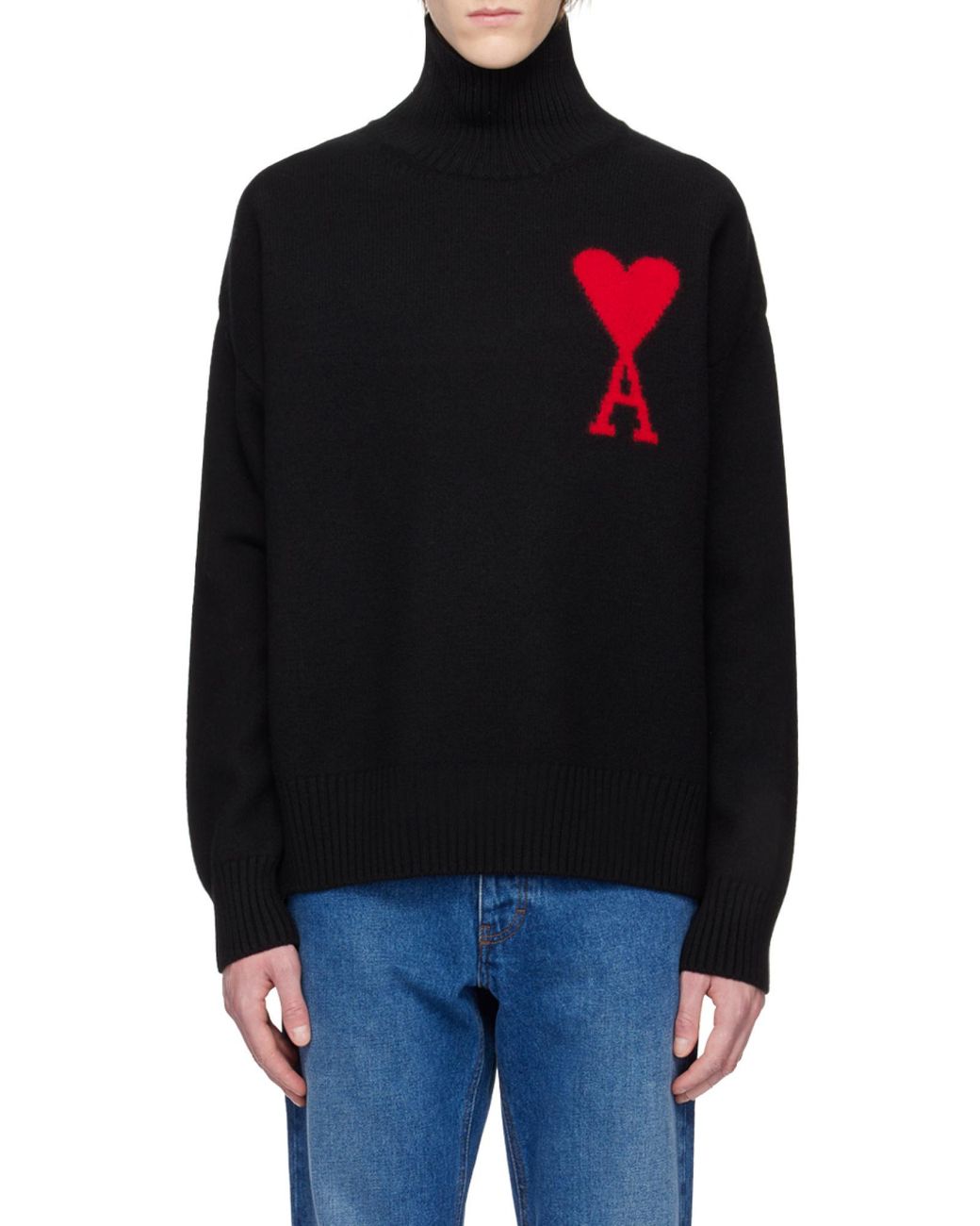 AMI Black Ami De Coeur Roll Neck Jumper for men