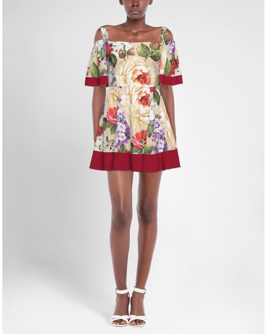 Dolce & Gabbana Red Floral Print Dress