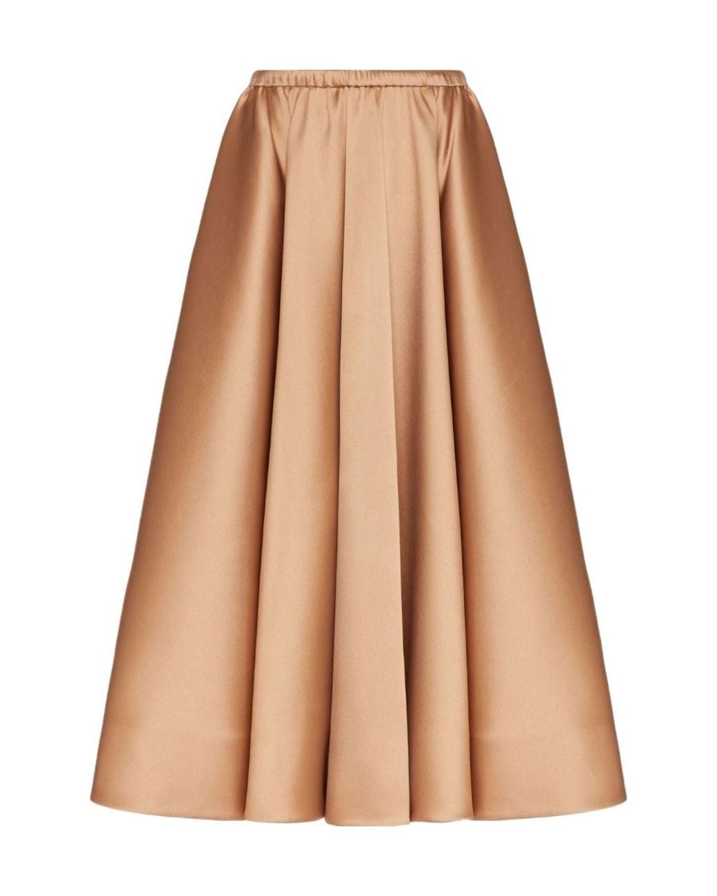 Valentino Brown High Waist Pleated Midi Skirt