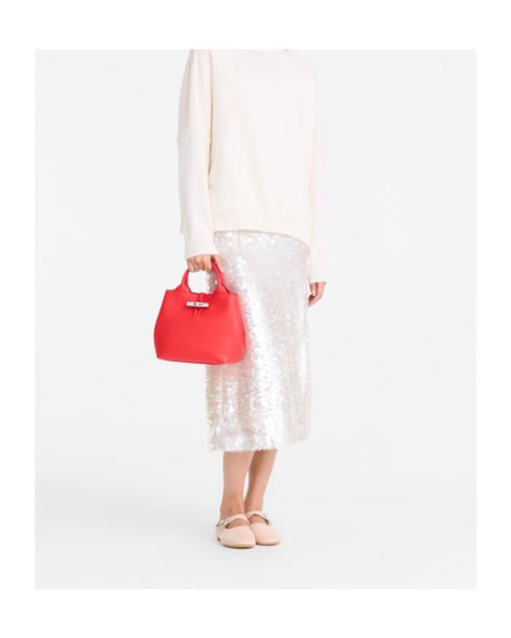 Longchamp Red S Le Roseau Tote Bag